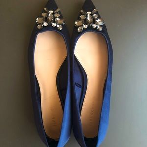 Zara blue embellished pointed flats